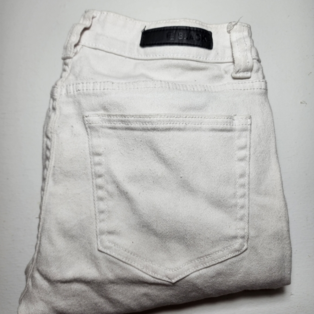 CJ‎ Black Mens White Jeans 30x30 Skinny Flex Zipper Accents